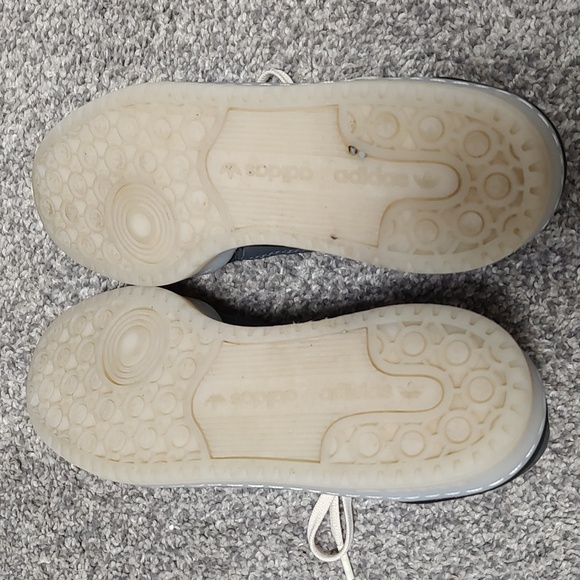 Gray and White Adidas Sneakers w Cream Laces - Picture 8 of 9